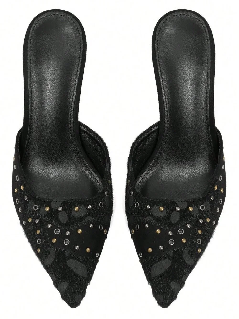 Black Sexy Women's Pointed Toe Slip-On Stiletto Heels